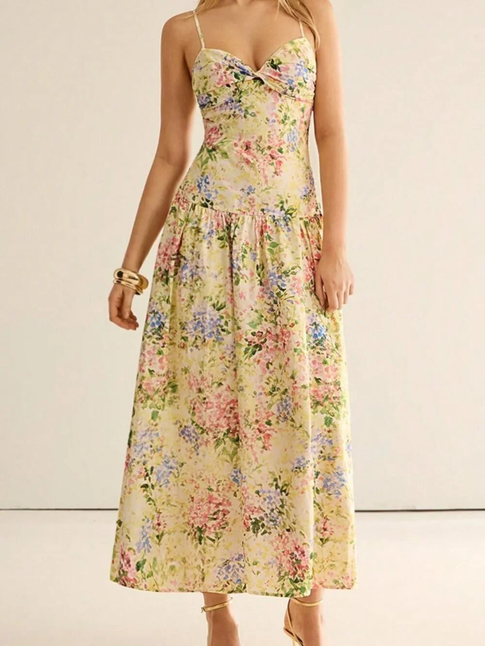 Multicolor Boho Women's Floral Print Spaghetti Maxi Dress